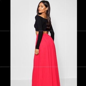 Red maxi skirt